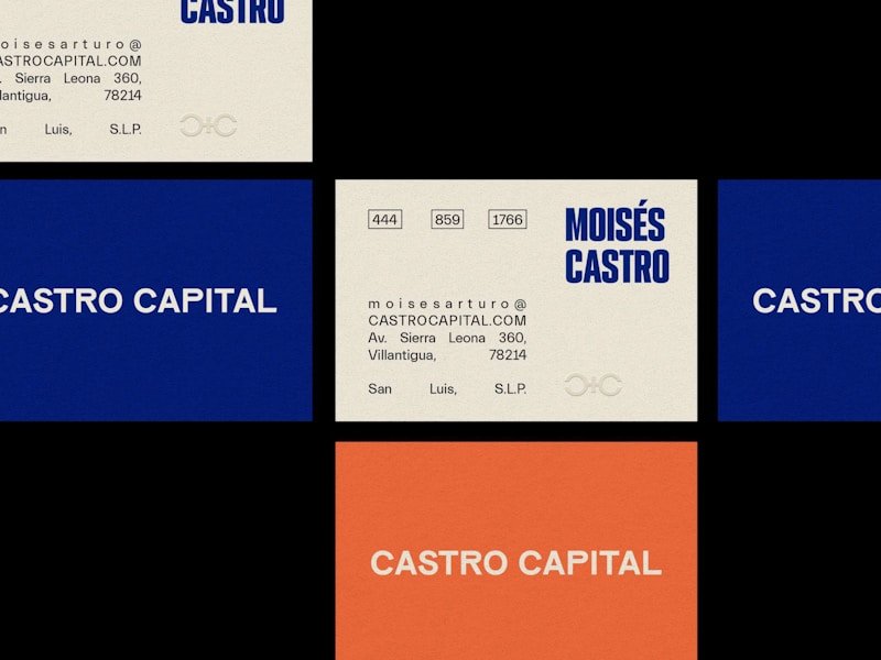 Printed modern business card set